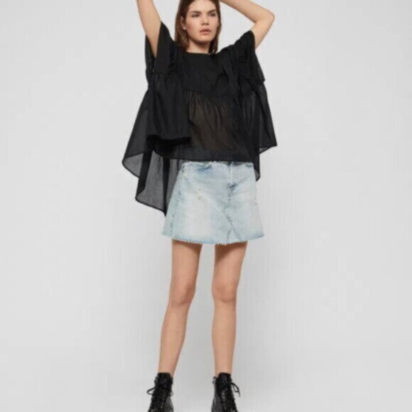 All Saints Karen Sheer Flowy Oversized Blouse - Picture 1 of 5